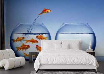 goldfish jumping out of the water Wall mural