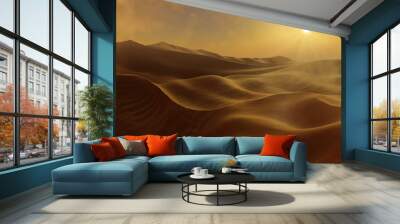 Sand dunes Sahara Desert at sunset Wall mural