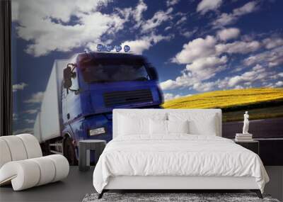 truck driving at dusk/motion blur Wall mural