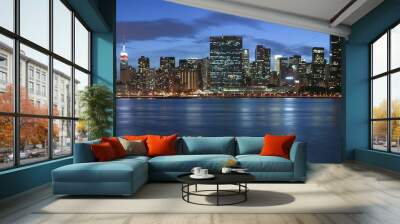 New York city skyline panoramic at night Wall mural