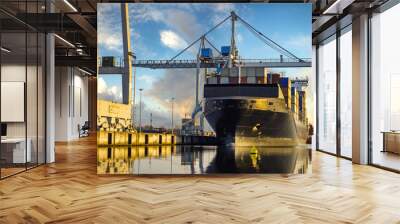 container ship in the port Wall mural