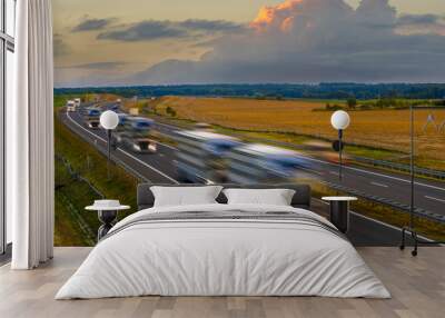 evening traffic of cars on the highway Wall mural