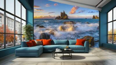 landscape of Benijo beach at sunset in Tenerife,art photography Wall mural