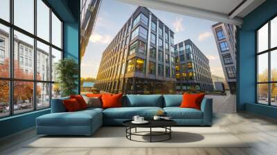 Modern office building in the evening Wall mural