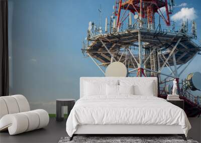 radio and television mast with mobile telephony antennas Wall mural