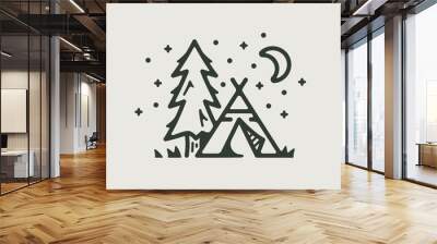 Camp teepee and tree Wall mural