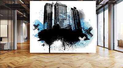 Grunge city design Wall mural