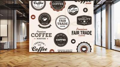 Vintage coffee labels Wall mural