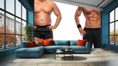 Before and After weight loss fitness transformation. Wall mural