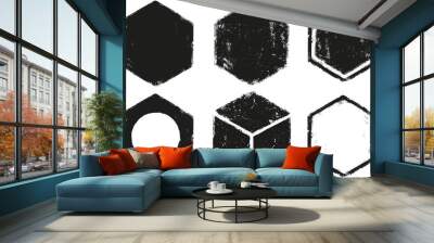 rough painted hexagon shapes with slight canvas texture Wall mural