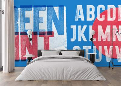 Screen Print Texture. Bold condensed font with a rough halftone screen texture. Suitable for smaller sizes. Wall mural