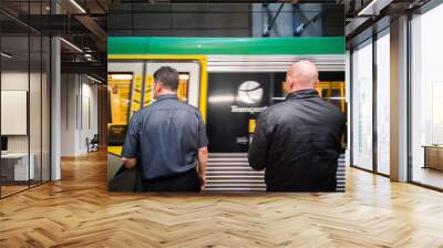 People wait for the train to go to work, perth australia. Wall mural