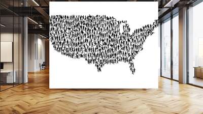 A vector map of the United States made of people Wall mural