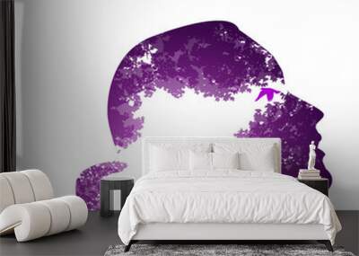 Profile of a woman with chakra power, inspiration abstract thought, world, universe inside the mind.   Wall mural