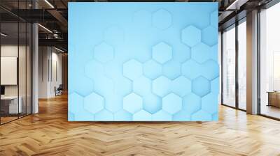 hexagonal background with light blue hexagons, abstract futuristic geometric backdrop or wallpaper w Wall mural