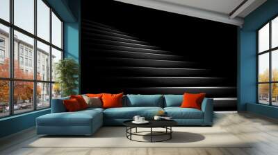 Black background. Stone stairs with abstract light. Steps in the darkness. 3D rendering Wall mural