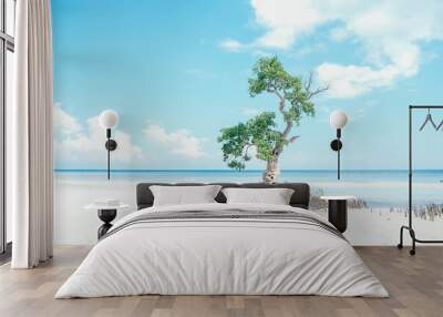 Mangrove swamp on a white sand beach in the Philippines Wall mural