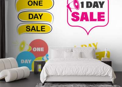 One day sale stickers set for promotion, shopping, web page and advertising Wall mural