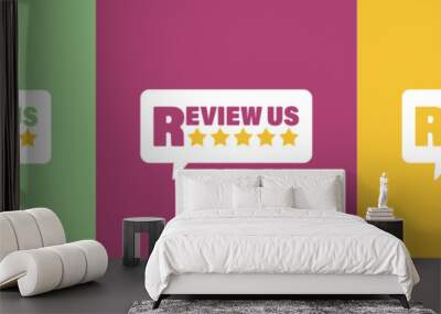 Review us! User rating concept. Set of different posters Wall mural