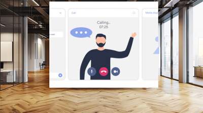 UI UX template for video conferencing and meetings application with a man Wall mural