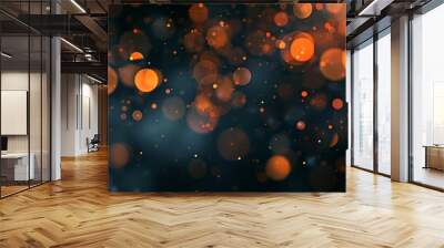 Abstract image featuring orange bokeh lights on a black background. The vibrant, festive design creates a warm and lively atmosphere, perfect for celebrations Wall mural