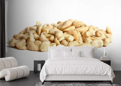 Cashew nut heap isolated on white background. Healthy vegan ingredient Wall mural