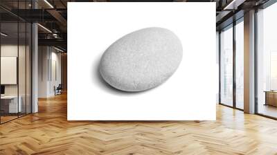 Pebble. Smooth gray sea stone isolated on white background Wall mural