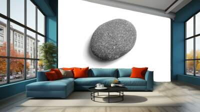 pebble. smooth gray sea stone isolated on white background Wall mural