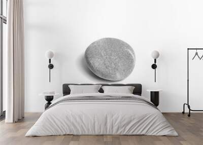 Single grey pebble isolated on white background. Smooth gray sea stone Wall mural