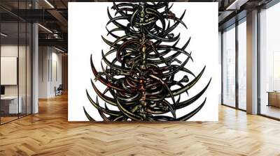 Horror christmas tree. Illustration eerie christmas tree with skull, spine and bones Wall mural