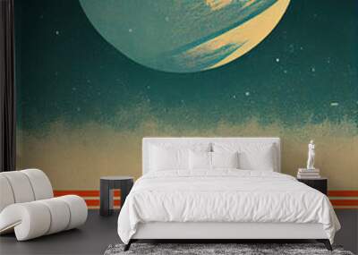 A retro space poster in a vintage travel illustration style Wall mural