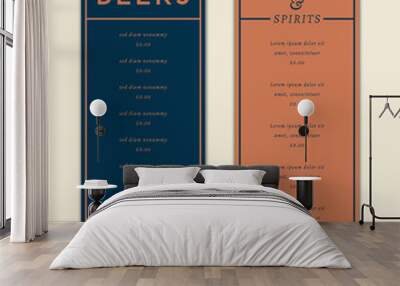 Bar and drinks vector menu template Wall mural