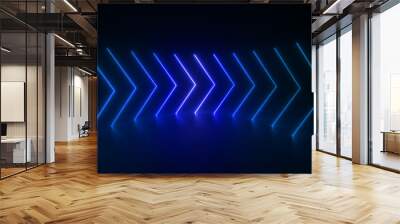 A series of blue neon arrows point right, creating a modern, abstract design. Wall mural