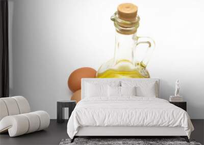 decanter with an olive oil and two eggs Wall mural