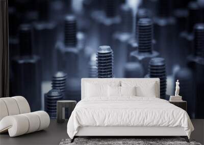 Close-up of metal bolts. Background Wall mural