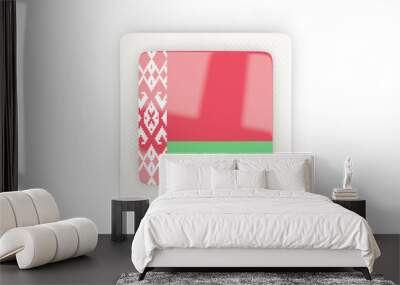 Square carbon icon with flag of belarus Wall mural