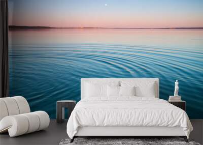 The turquoise lake at dawn.small symmetrical waves Wall mural