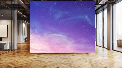 View on a evening purple sky with cirrus clouds and stars (background, abstract) Wall mural