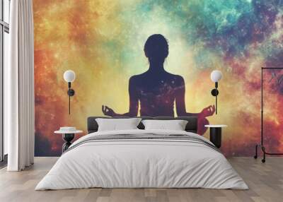 Abstract digital art  meditation enlightenment background for mindful spiritual concept Wall mural