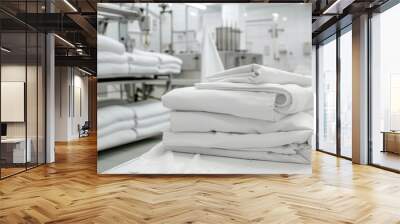 Premium white linen laundry service catering to the needs of institutions and industries Wall mural