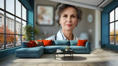 Woman With Stethoscope in Room Wall mural