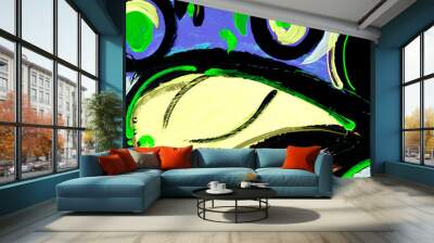 abstract modern painting by oil on  canvas for  interior, illust Wall mural