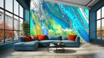 abstract painting in light turquoise tones, illustration, backgr Wall mural