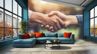 Hands Shaking for a Professional Agreement Outdoors Wall mural