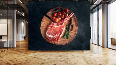 a variety of fresh premium beef steaks Wall mural