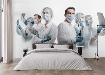 team of doctors men and women fighting diseases and viruses Wall mural