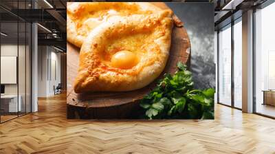 two Adjarian khachapuri in traditional classic Georgian style. Wall mural