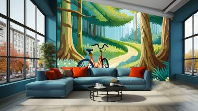 bicycle in the forest Wall mural