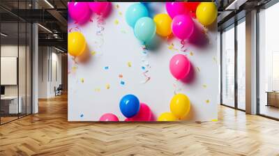 Birthday party balloons background illustration Wall mural