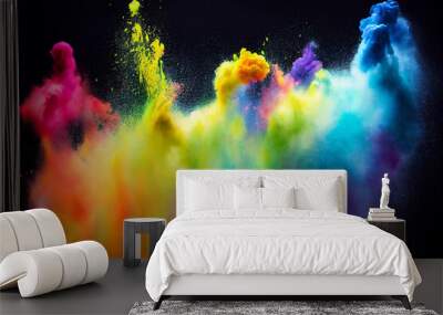 Colorful paint powder, dust cloud explosion Wall mural